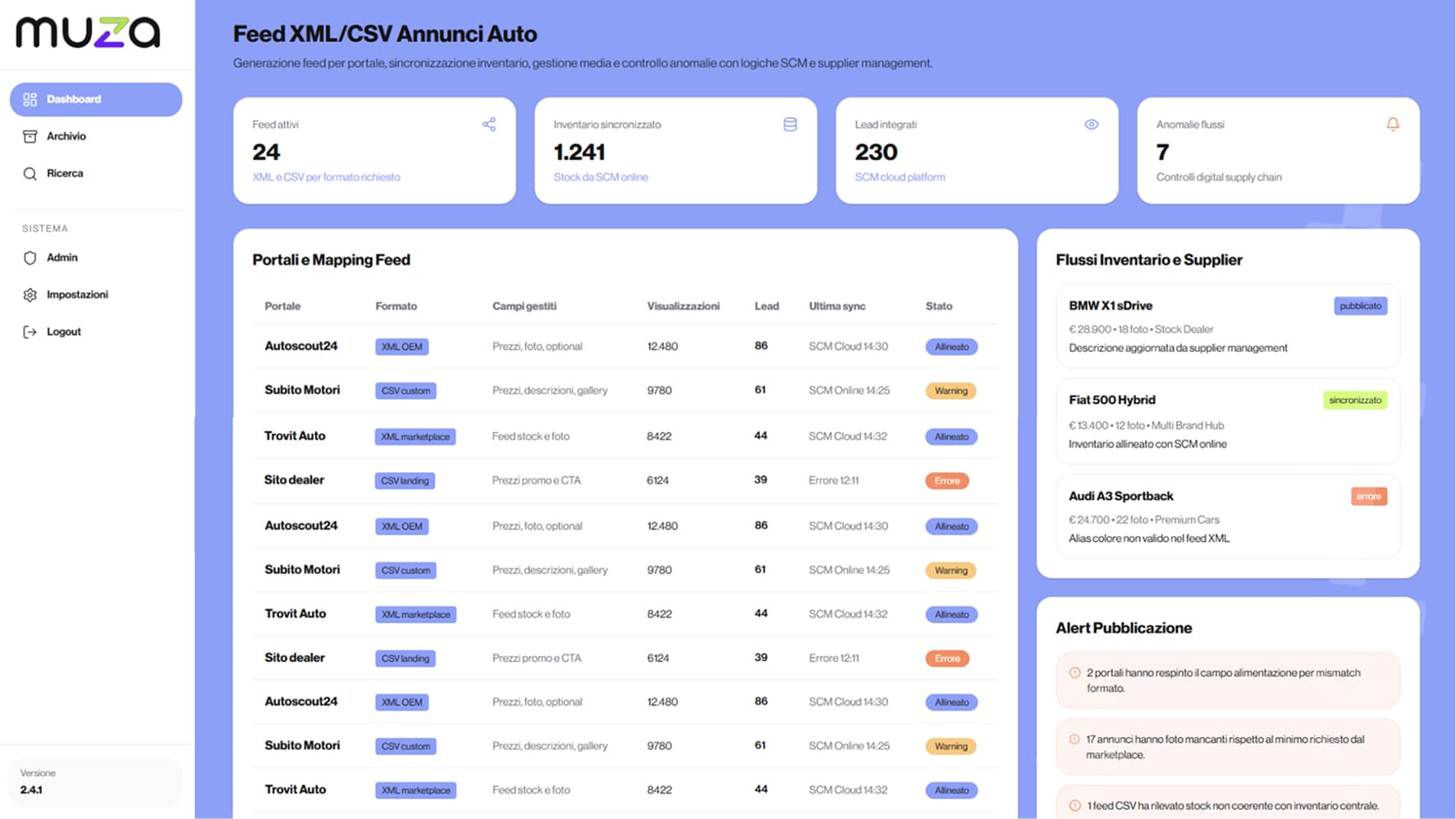Feed XML/CSV Annunci Auto