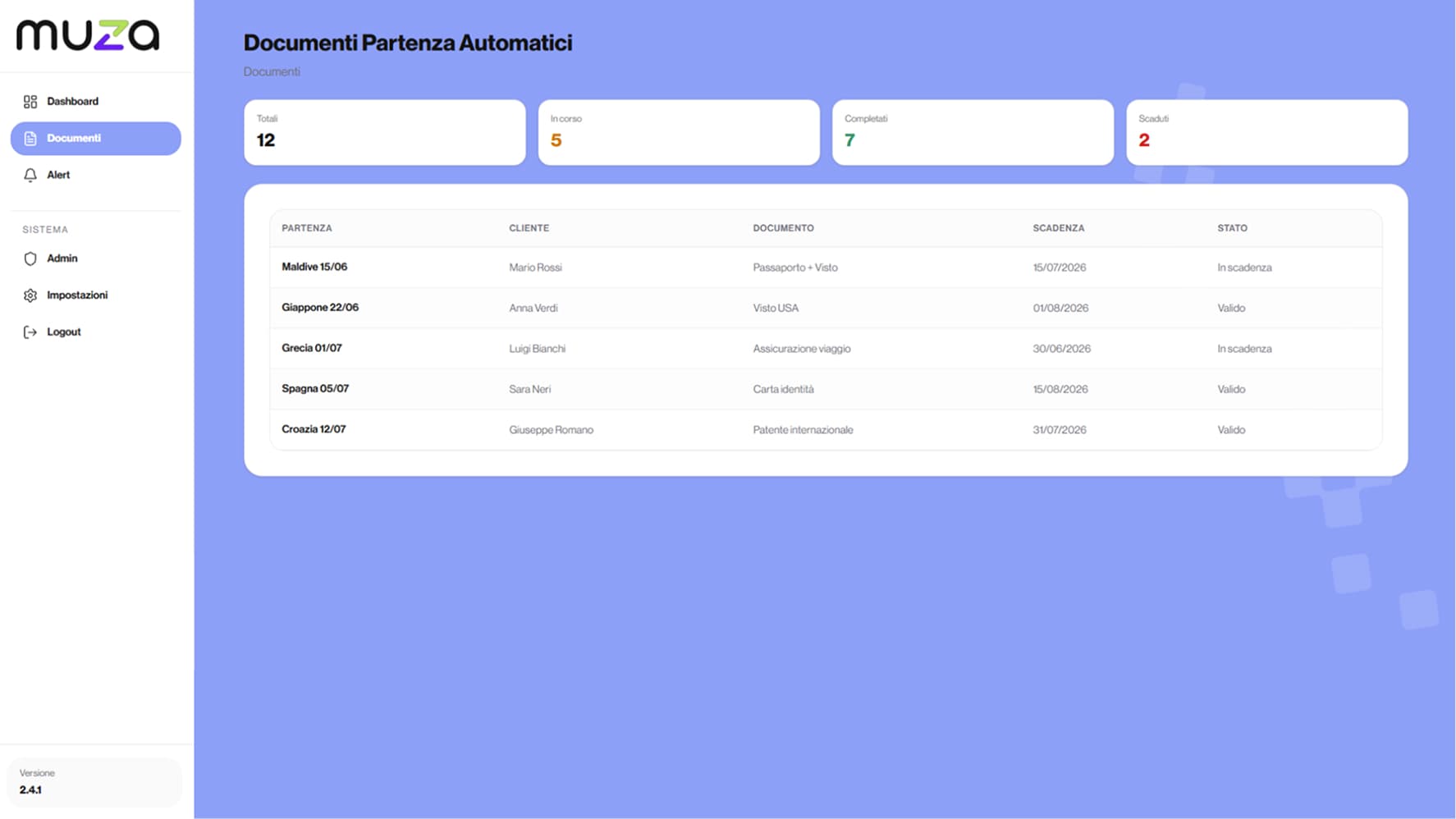 Documenti partenza automatici